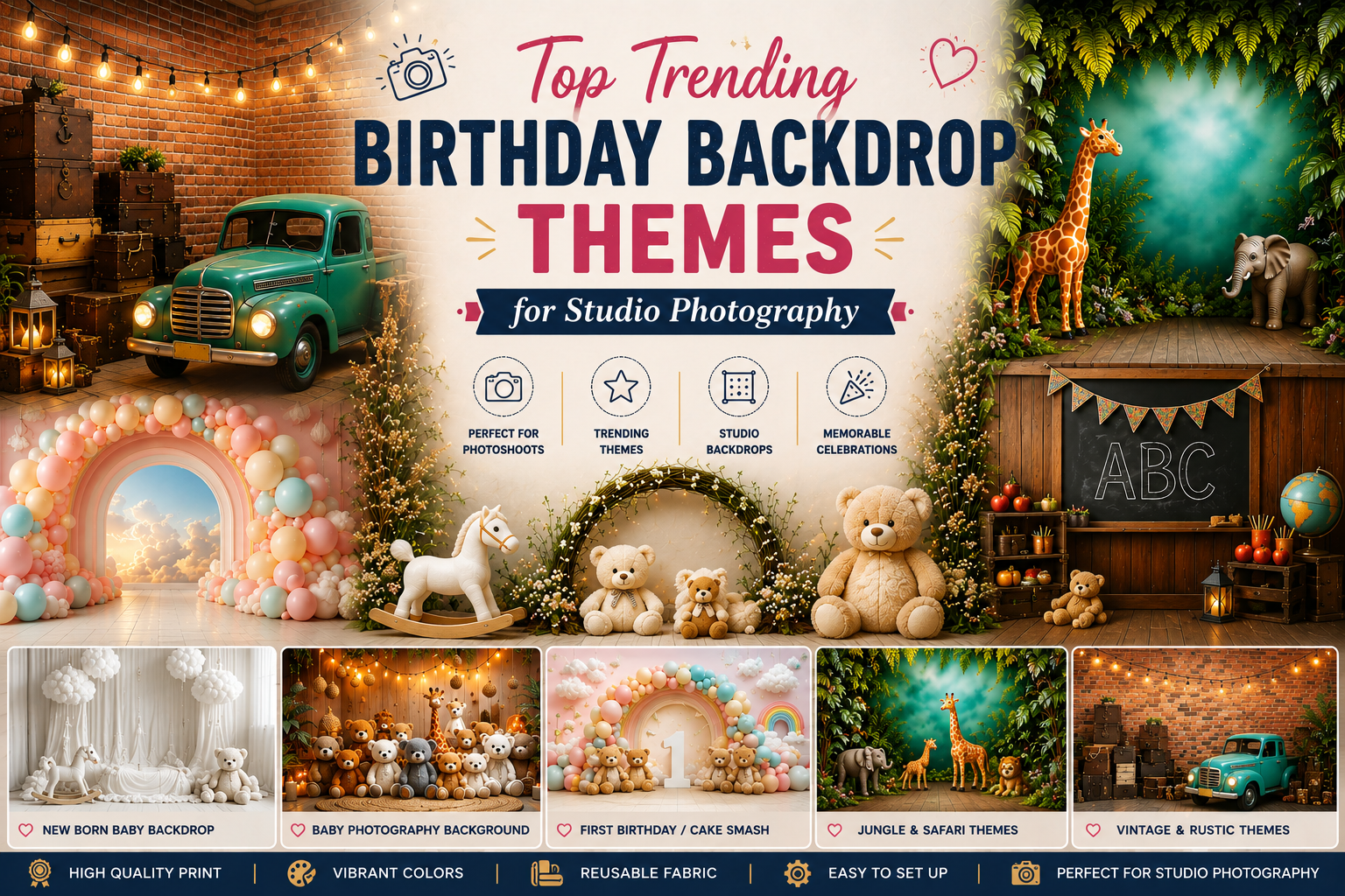 Top Trending Birthday Backdrop Themes for Studio Photography
