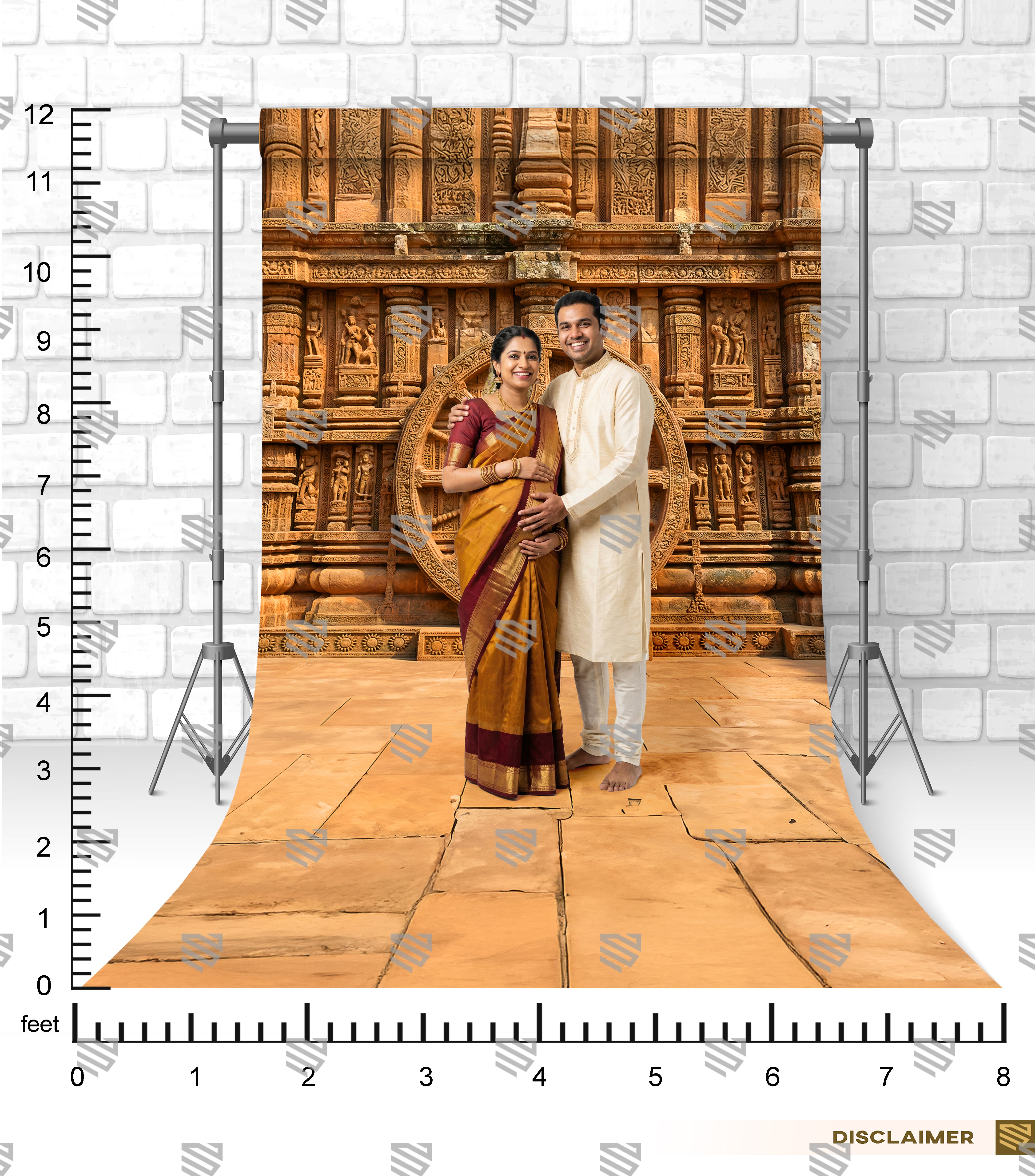 Ancient Temple Wheel Carving - Maternity Backdrop