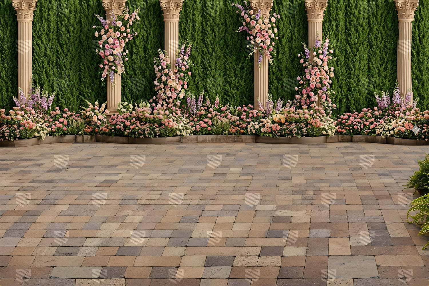 Blush Garden Floral Colonnade Backdrop