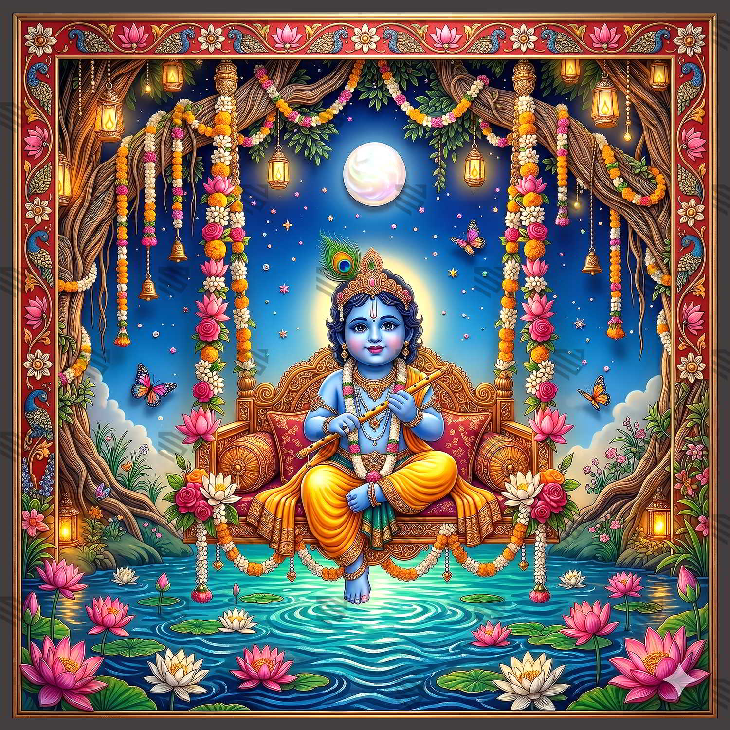 Chandra Venu Jhola Utsav Krishna Backdrop