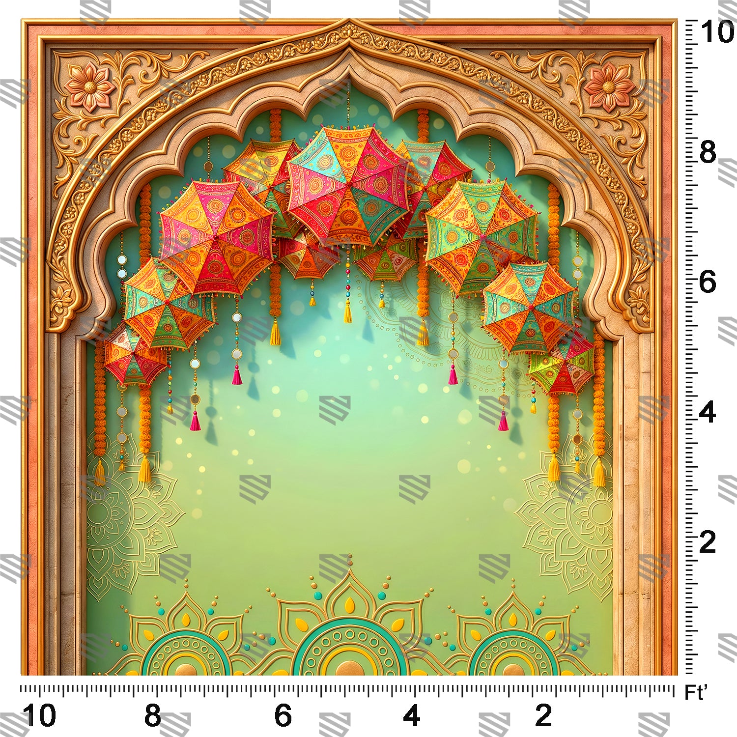 Colorful Parasol Celebration Arch