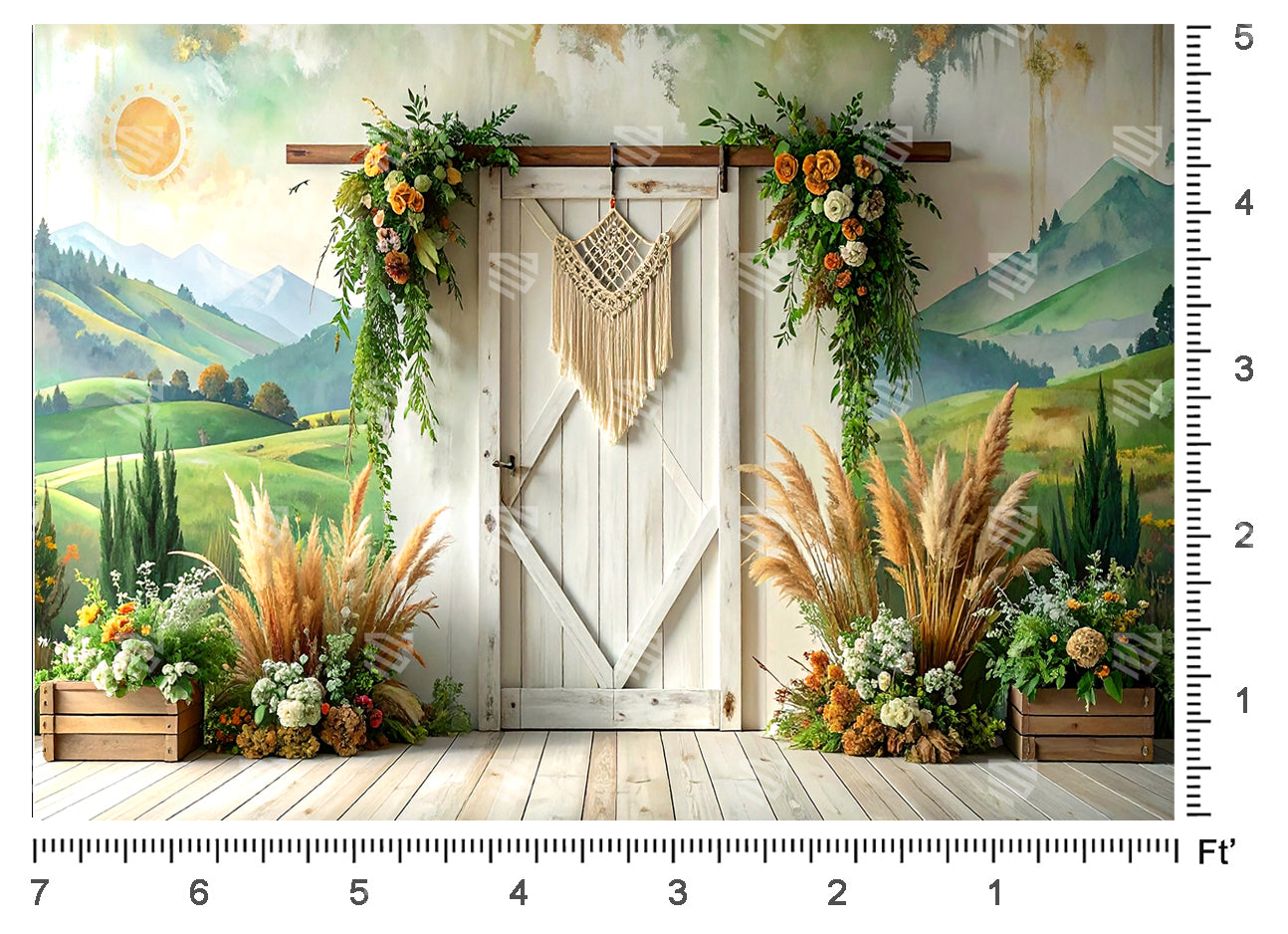 Countryside Bloom Door - Baby photoshoot Backdrop