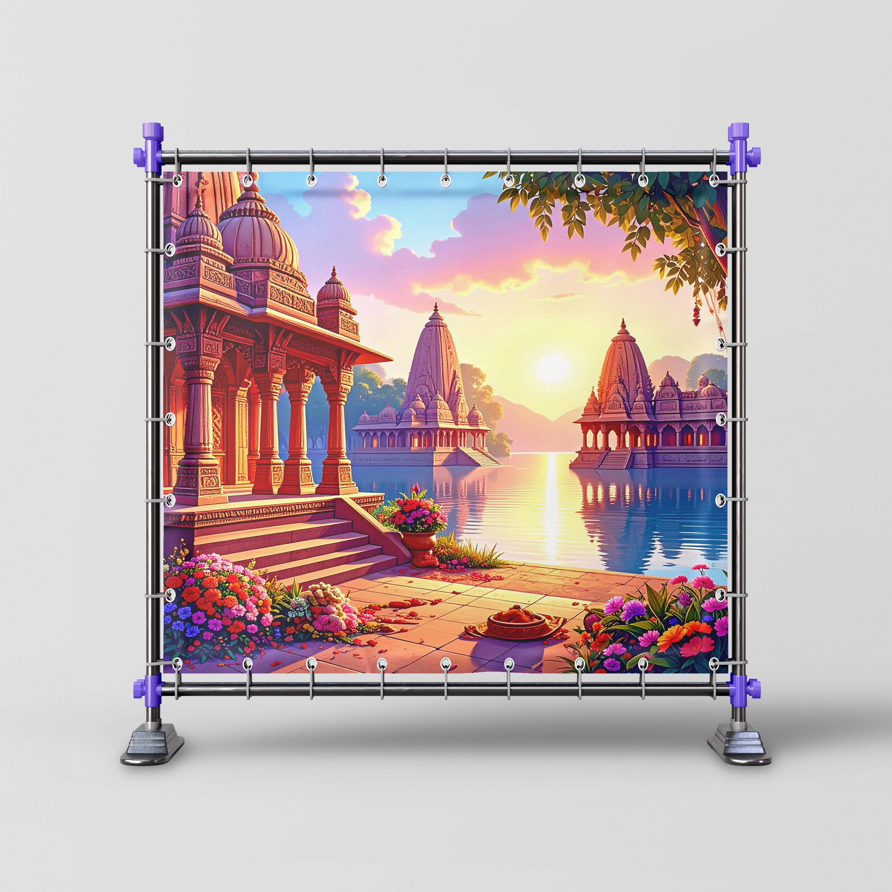 Divine Sunrise by the Temple