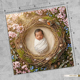 Enchanted Spring Nest Wreath - Newborn photography Backdrop