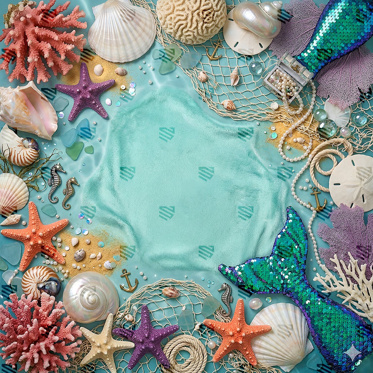 Enchanted Undersea Mermaid - Newborn photography backdrop