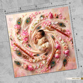 Floral Flute Symphony Newborn Baby Photography Backdrop
