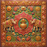 Gajraj Mangal Kalash Navratri Decoration Backdrop
