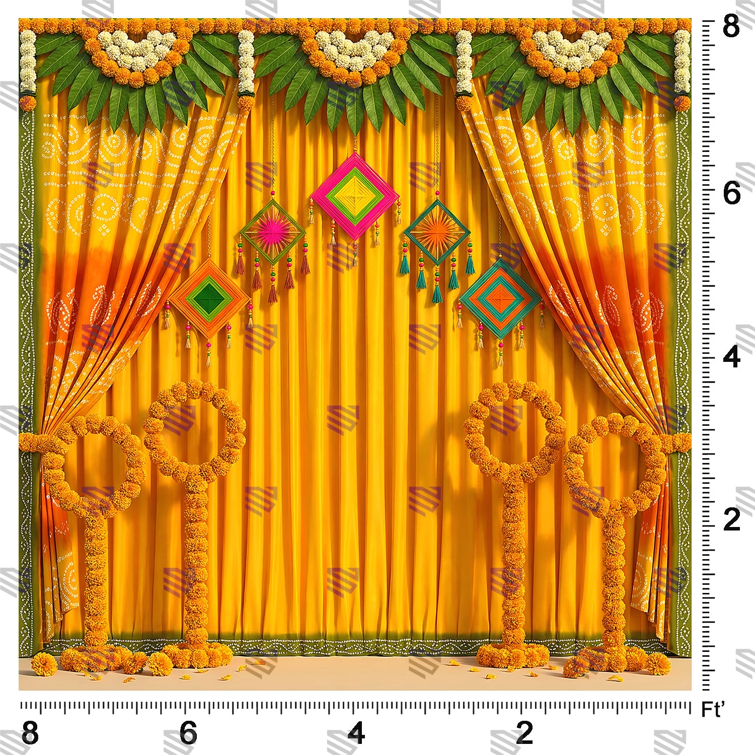 Golden Bandhani Haldi Decor