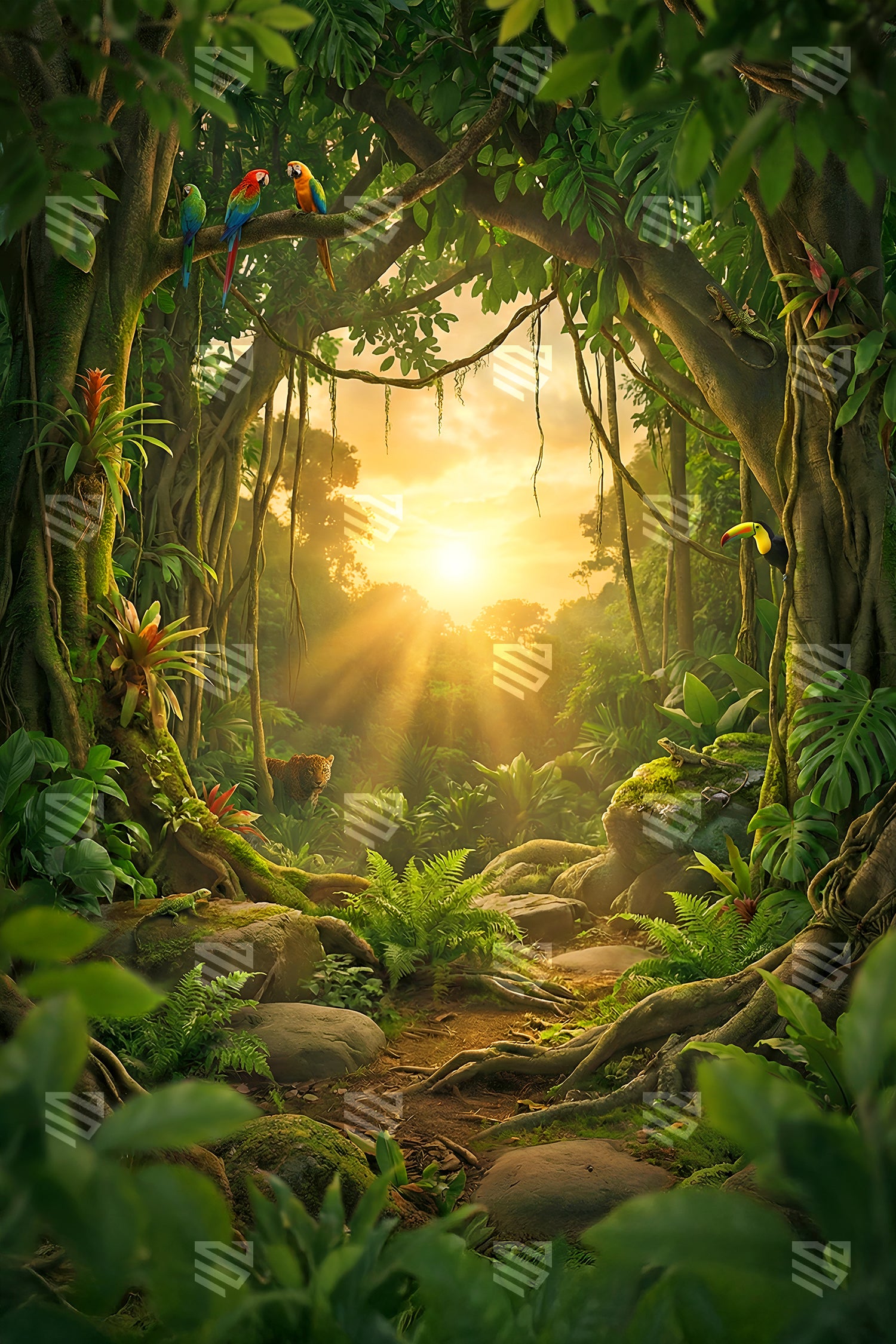 Golden Jungle Haven - Maternity Backdrop