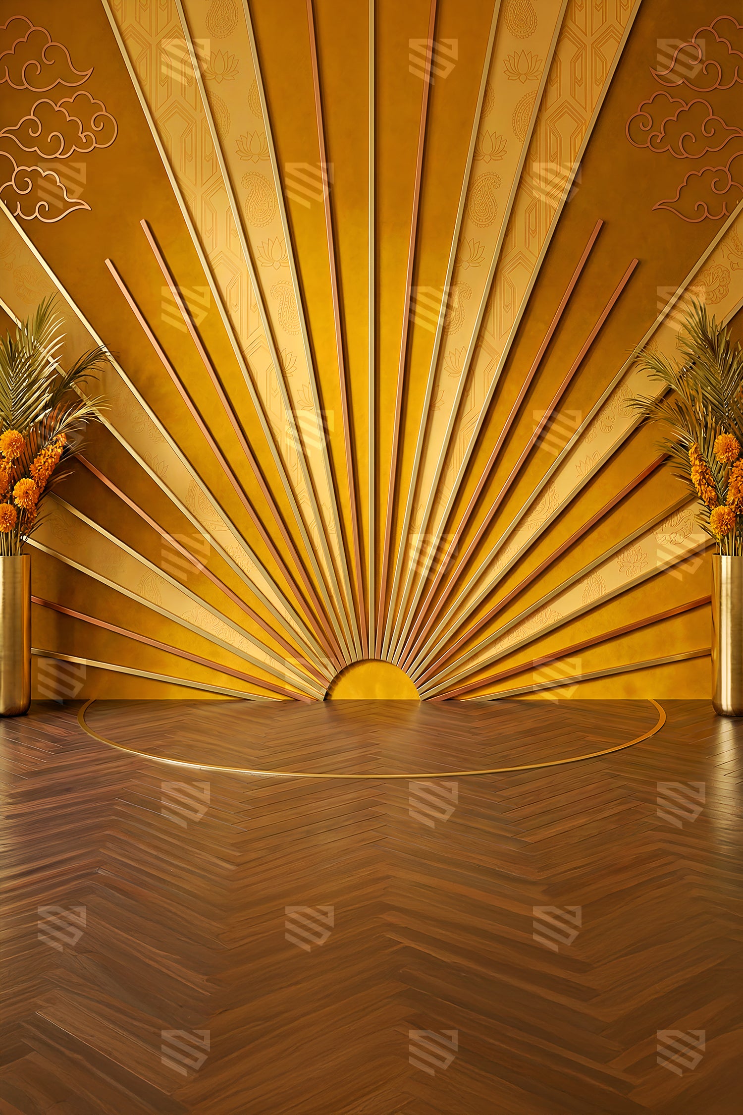Golden Sunburst Stage - Maternity Backdrop