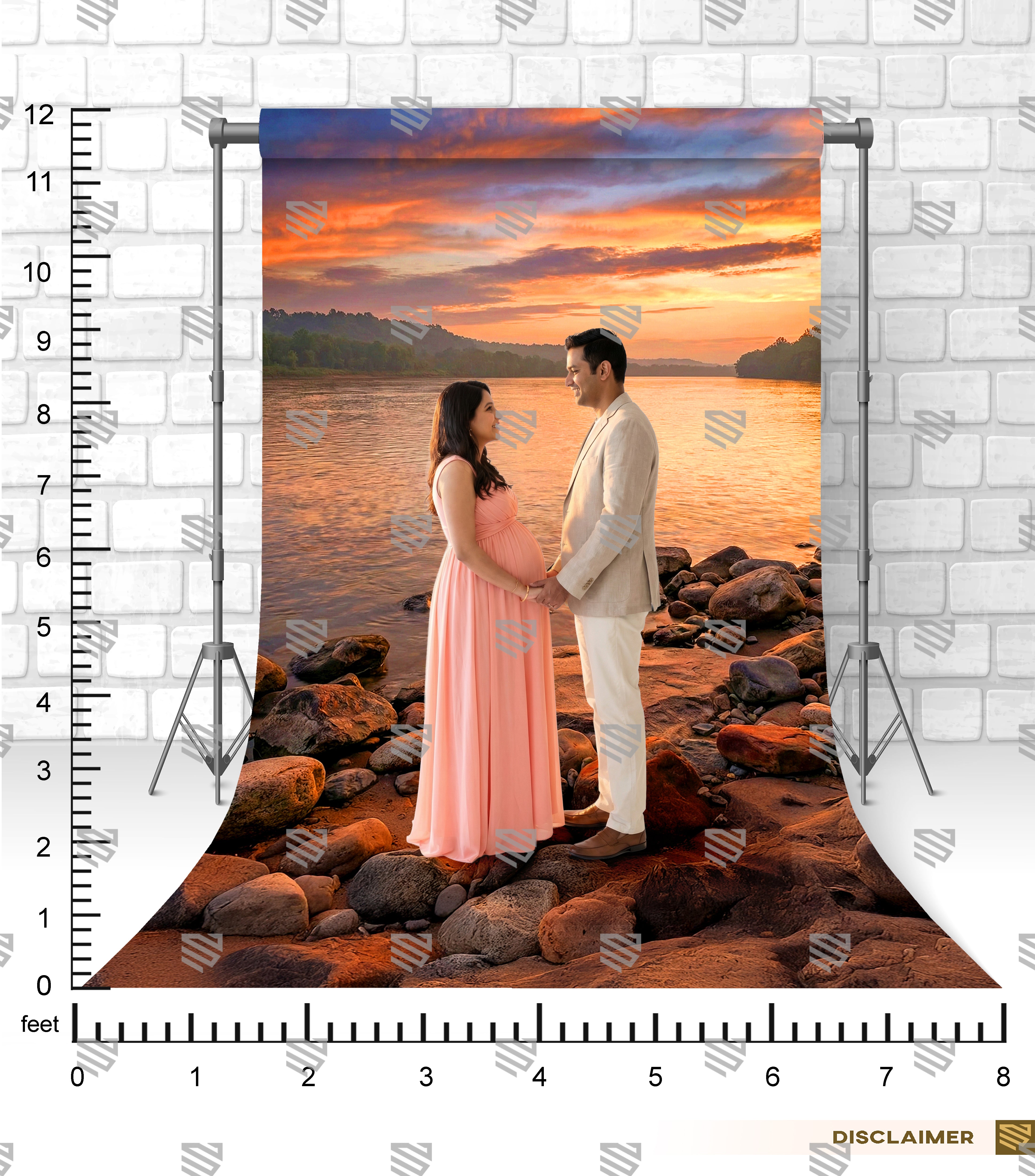 Golden Sunset Riverbank - Maternity Backdrop