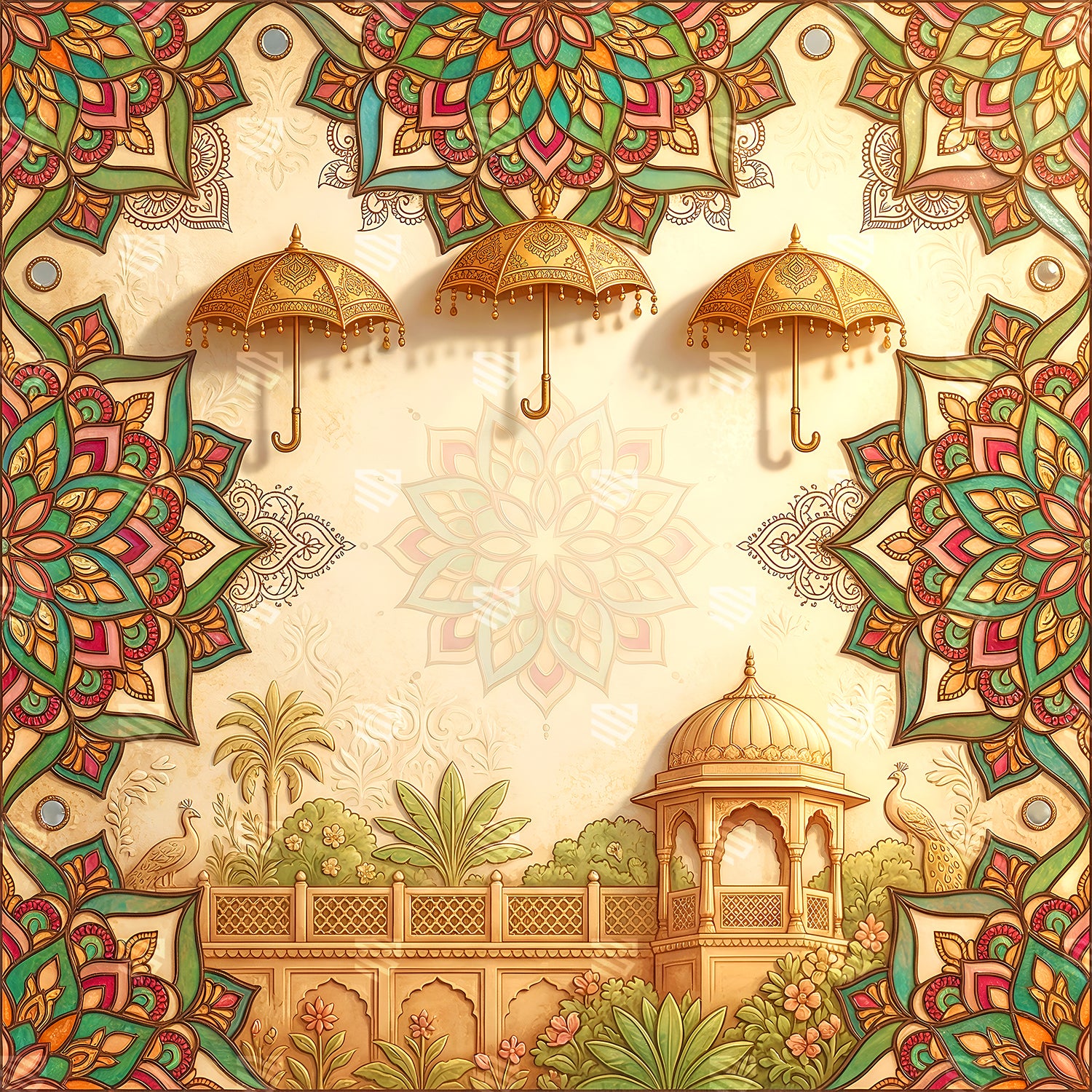 Golden Umbrella Palace Elegance