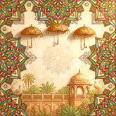 Golden Umbrella Palace Elegance Backdrop