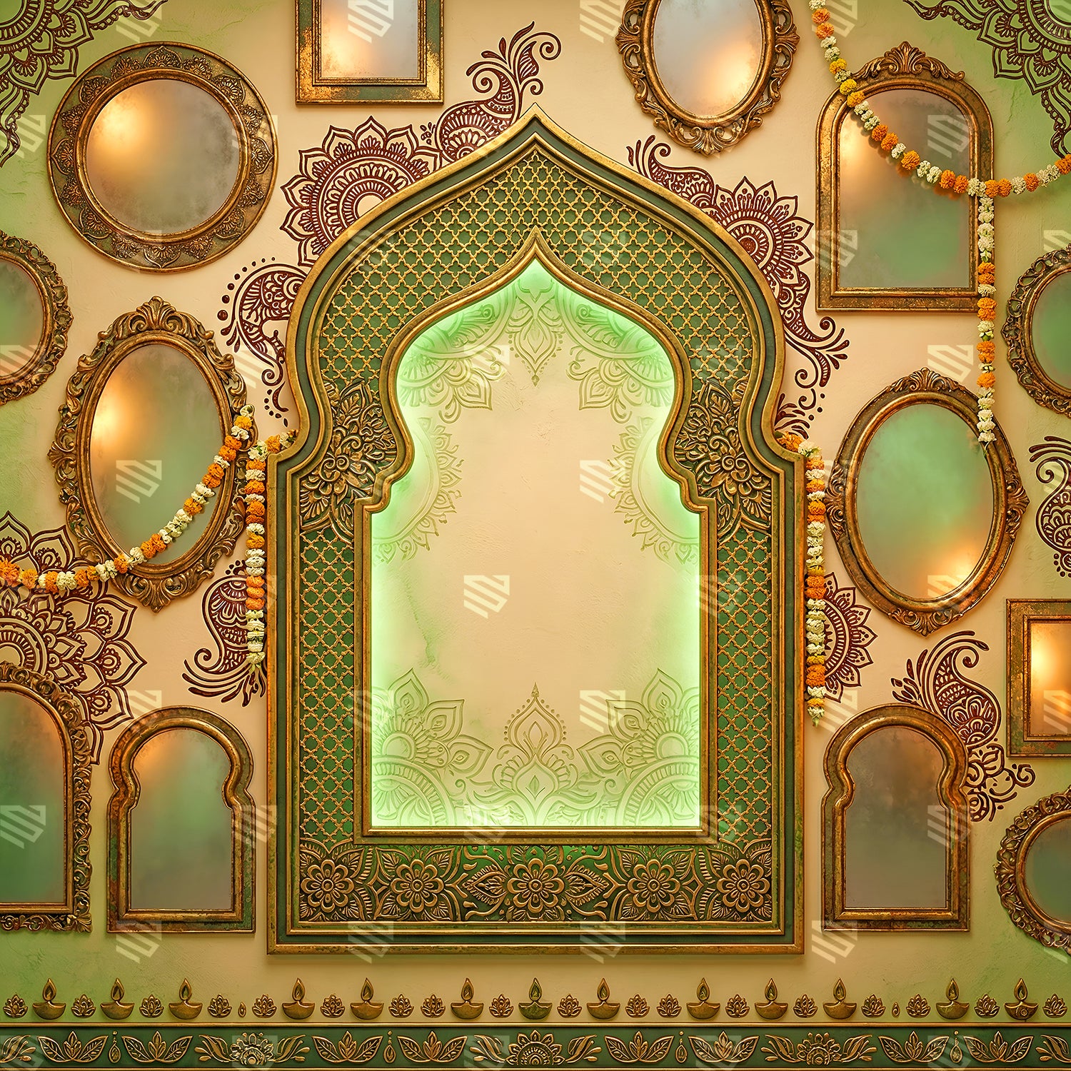 Heritage Green Mirror Mandap