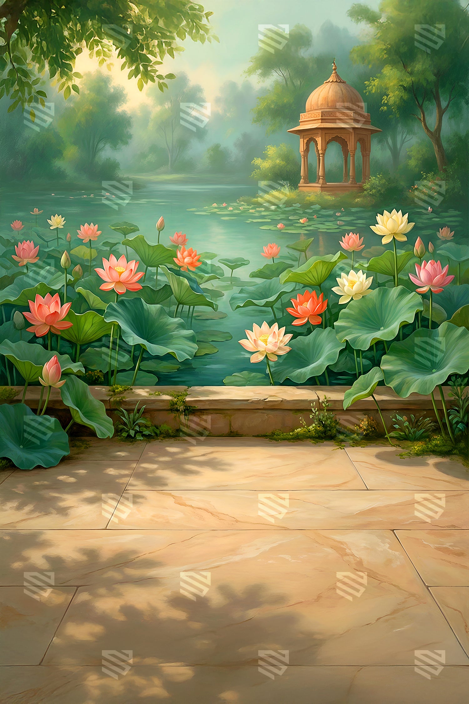 Lotus Pond Garden Serenity - Maternity Backdrop