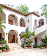 Mediterranean Courtyard Arches of Serenity Backdrop