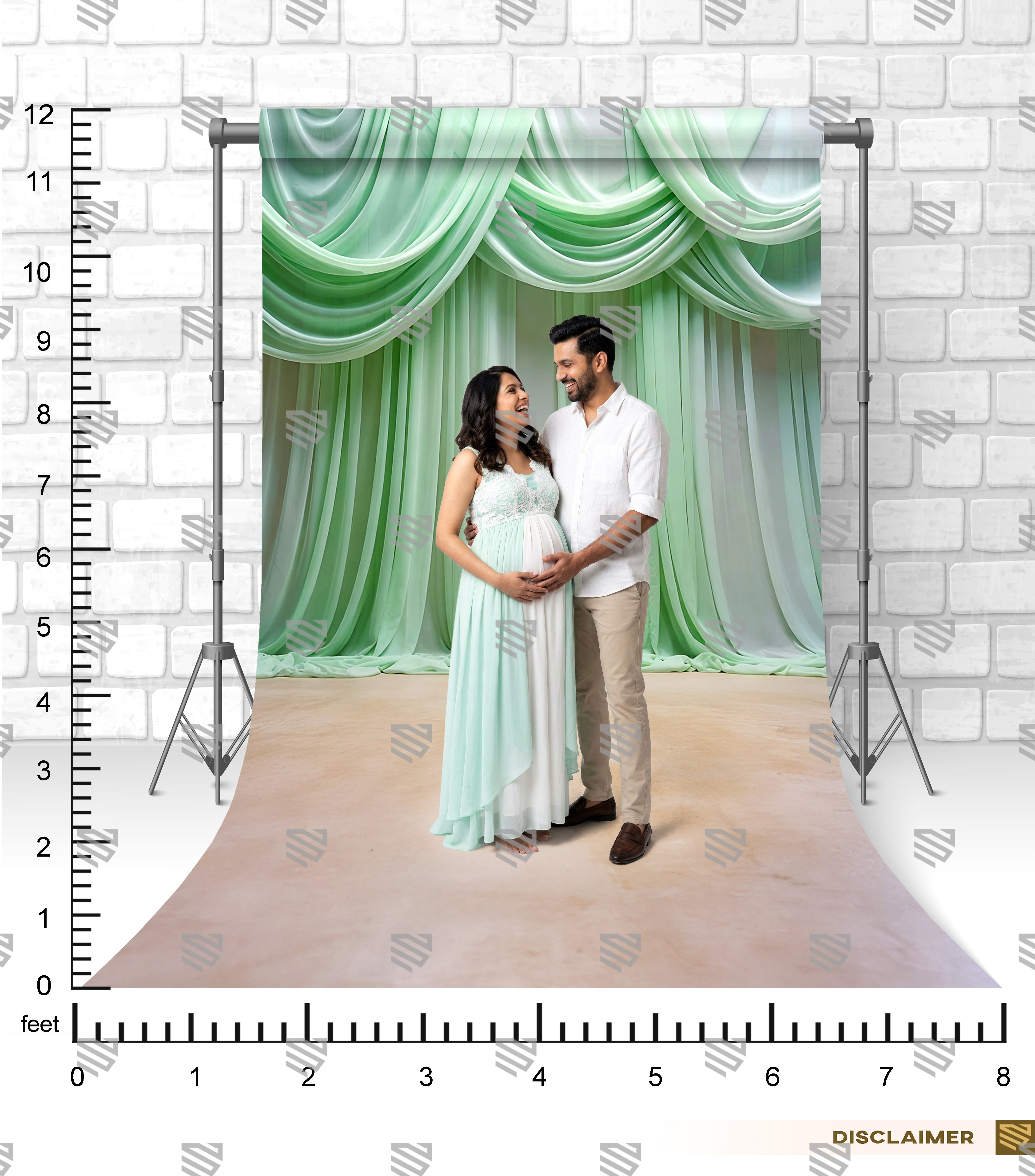 Mint Draped Elegance - Maternity Backdrop
