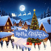 Moonlit Christmas Village Backdrop
