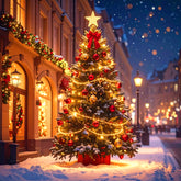 Night Golden Christmas Backdrop