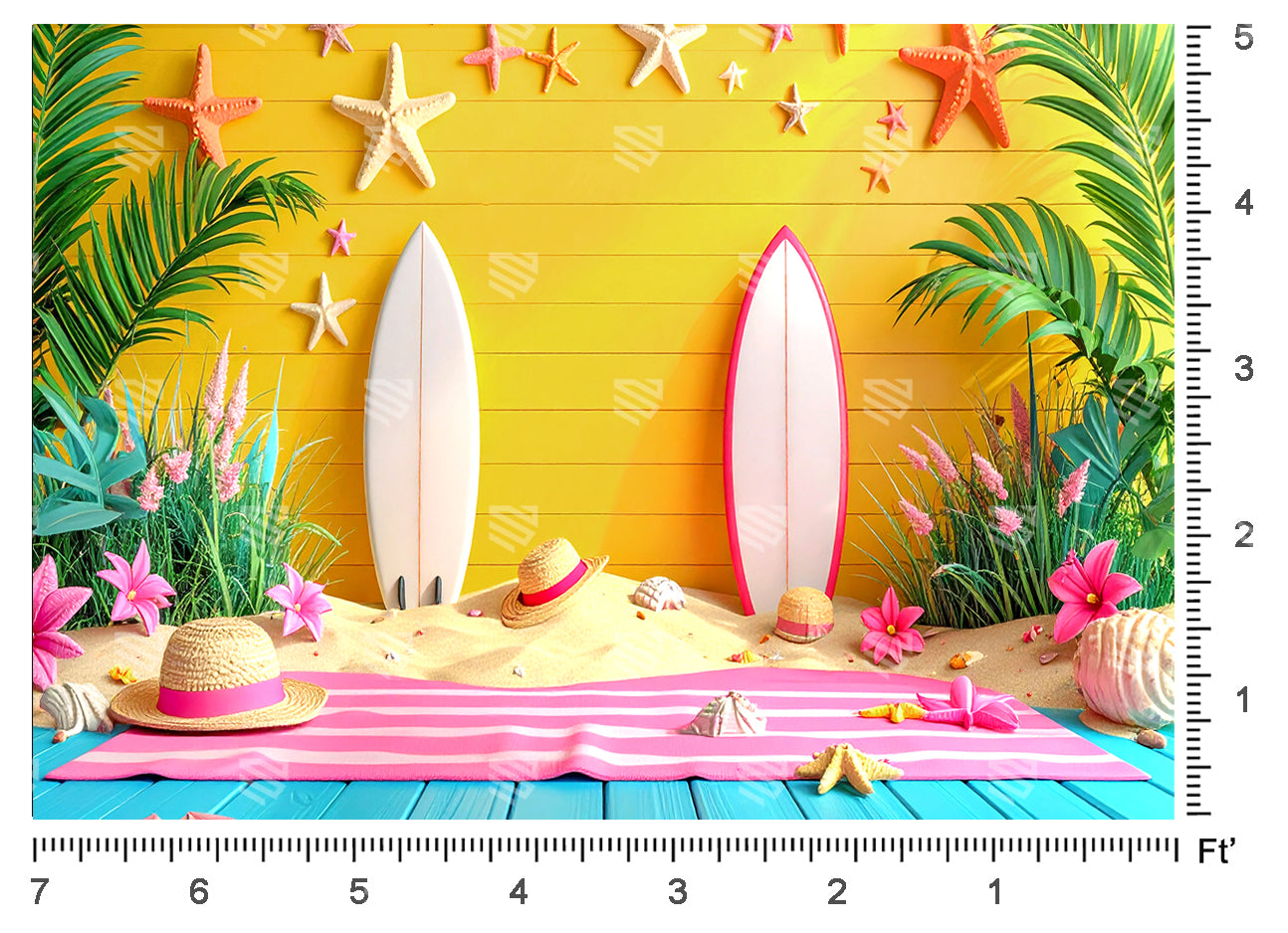 Paradise Tropical Surf - Baby photoshoot Backdrop