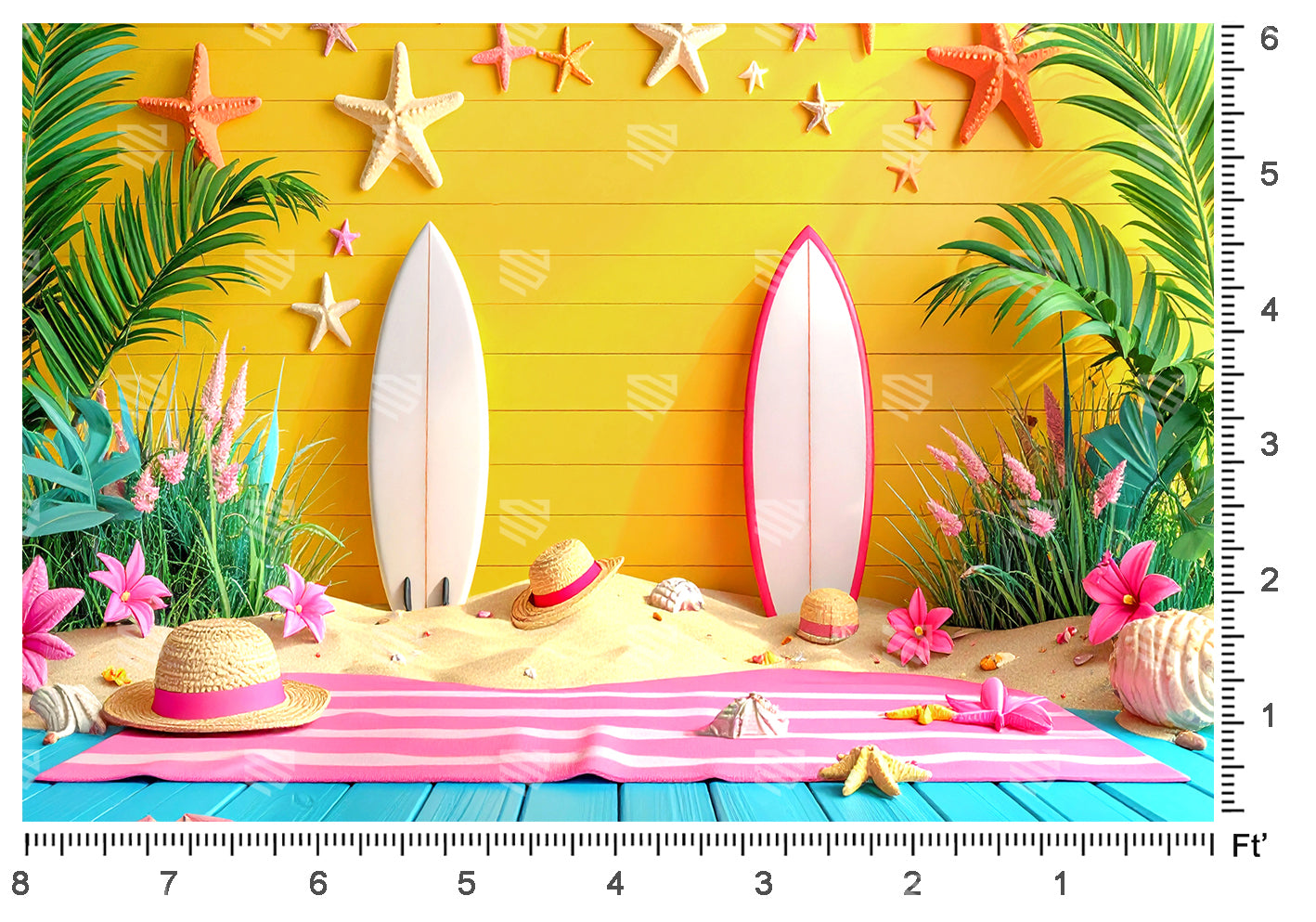 Paradise Tropical Surf - Baby photoshoot Backdrop