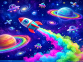 Rainbow Rocket Adventure Backdrop