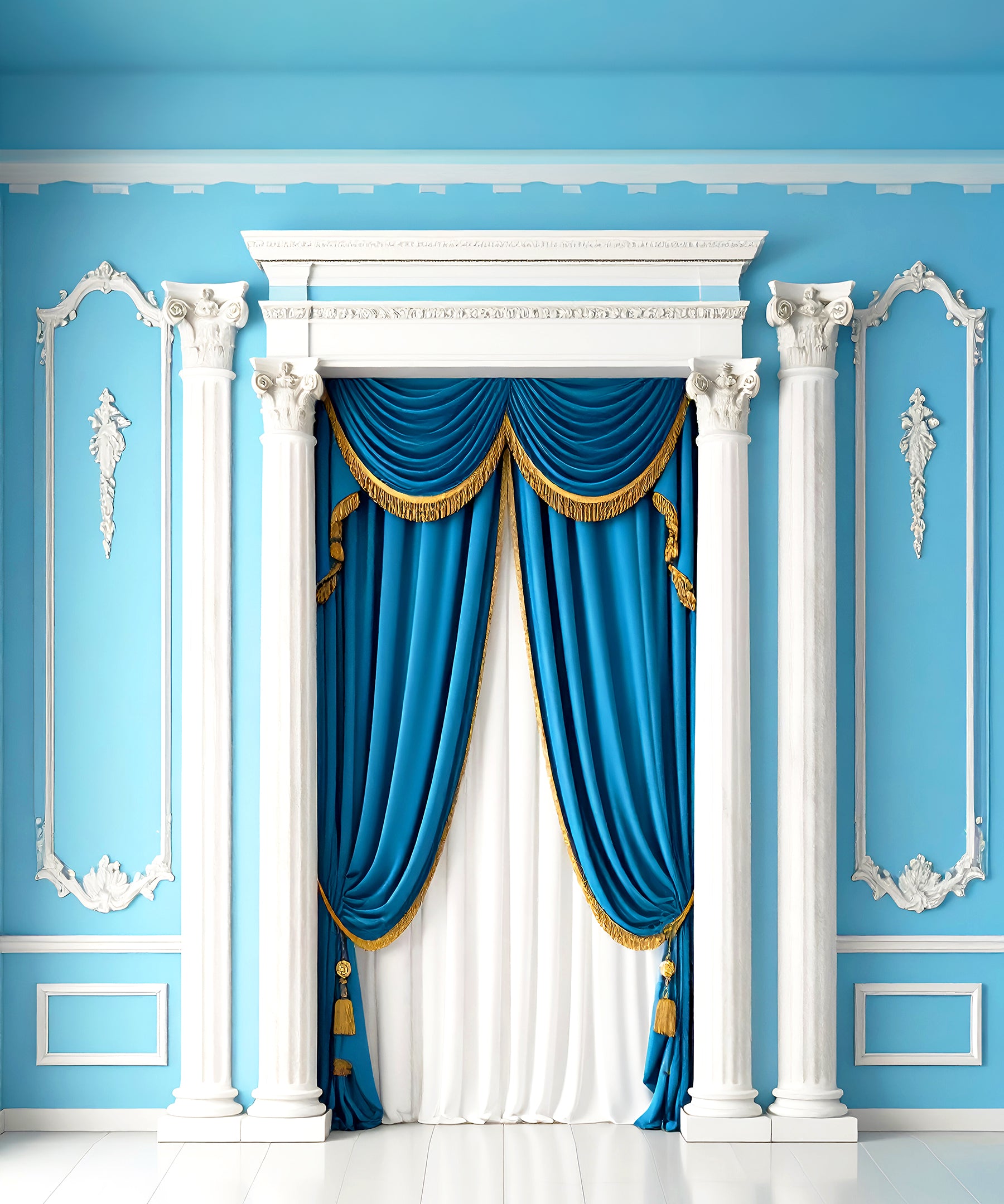 Royal Blue Elegance – A Neoclassical Grandeur