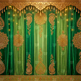 Royal Emerald Embroidered Elegance Backdrop