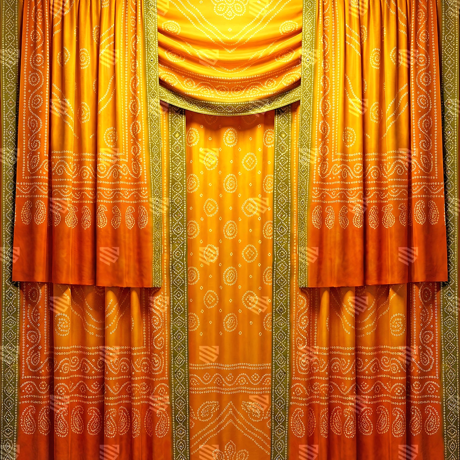 Royal Saffron Bandhani Drapes