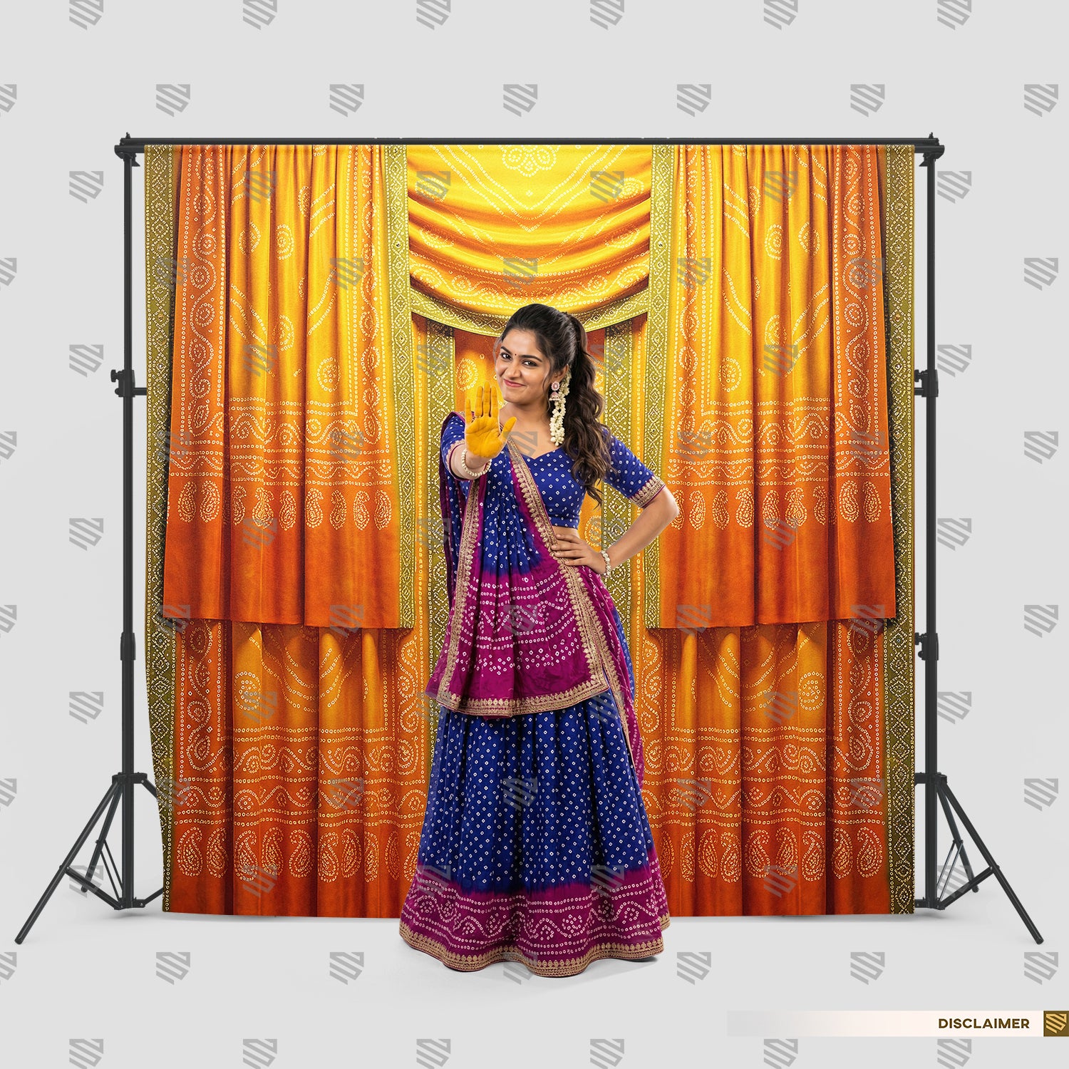 Royal Saffron Bandhani Drapes