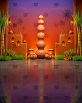 Rustic Pottery Village Scene Backdrop