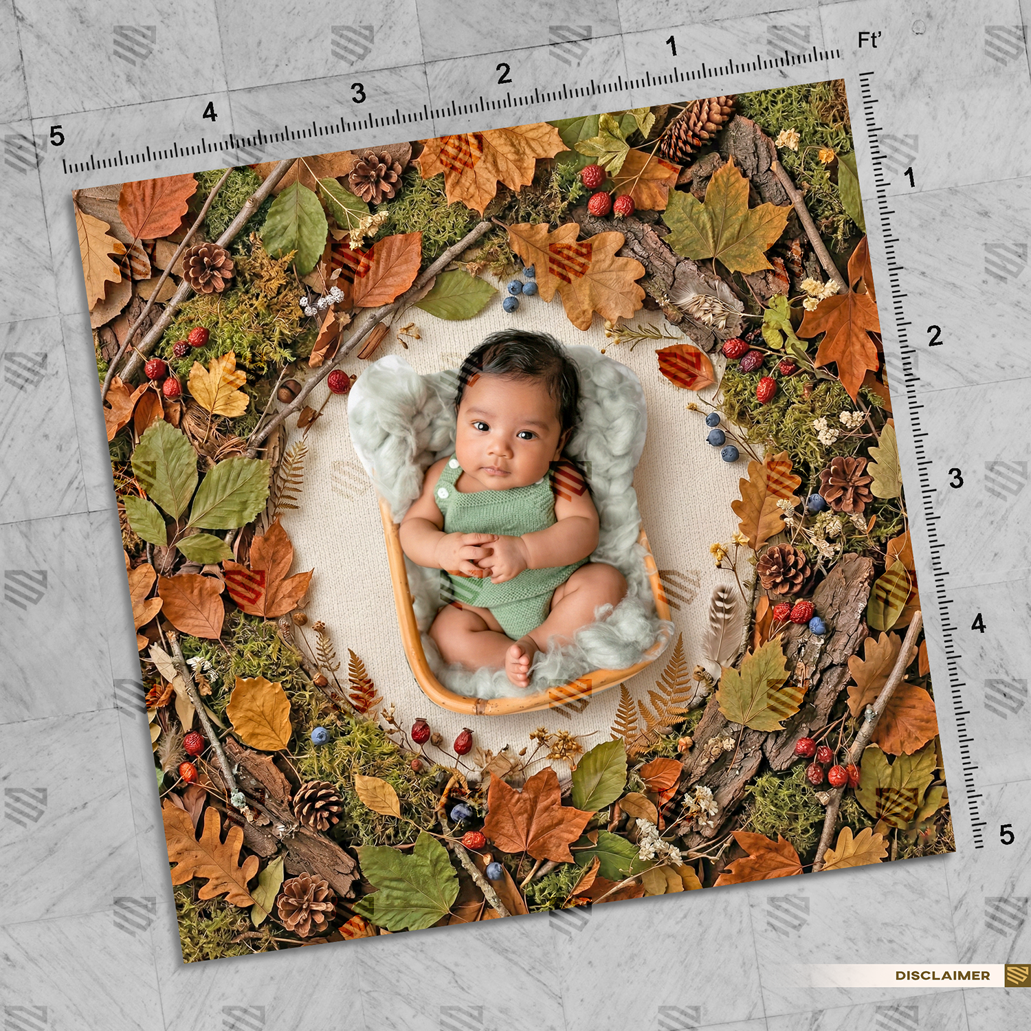 Rustic Fall Forest Frame - Newborn photography backdrop