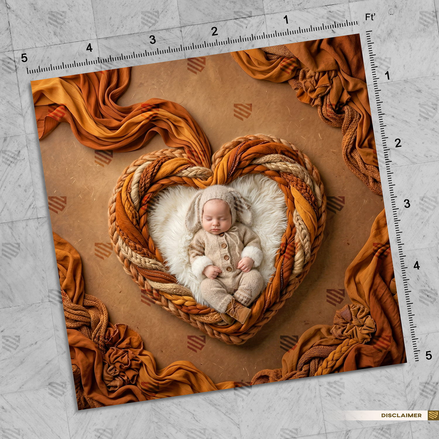 Rustic Woven Heart Haven - Newborn photography backdrop