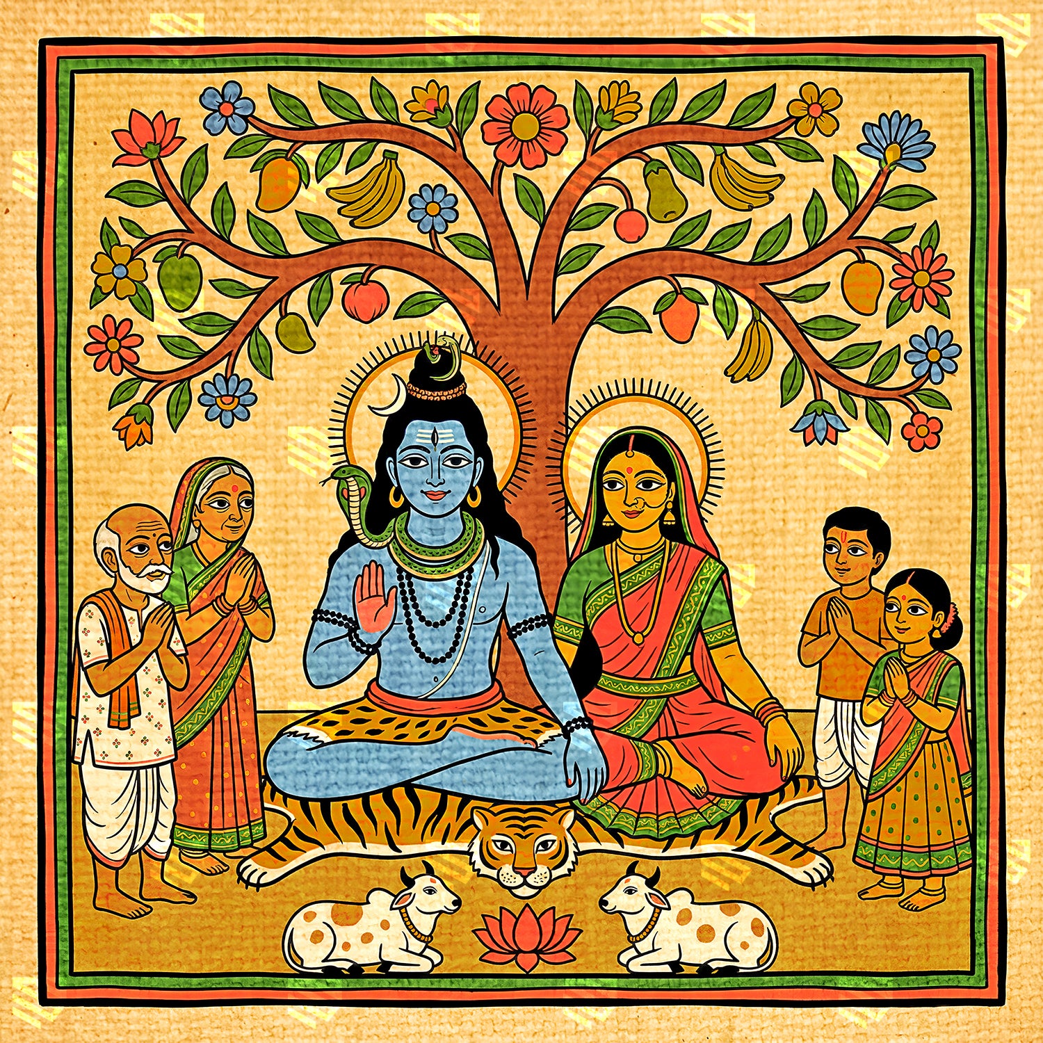 Sacred Shiva Parvati Folk Scene