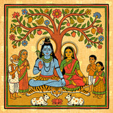Sacred Shiva Parvati Folk Scene Backdrop