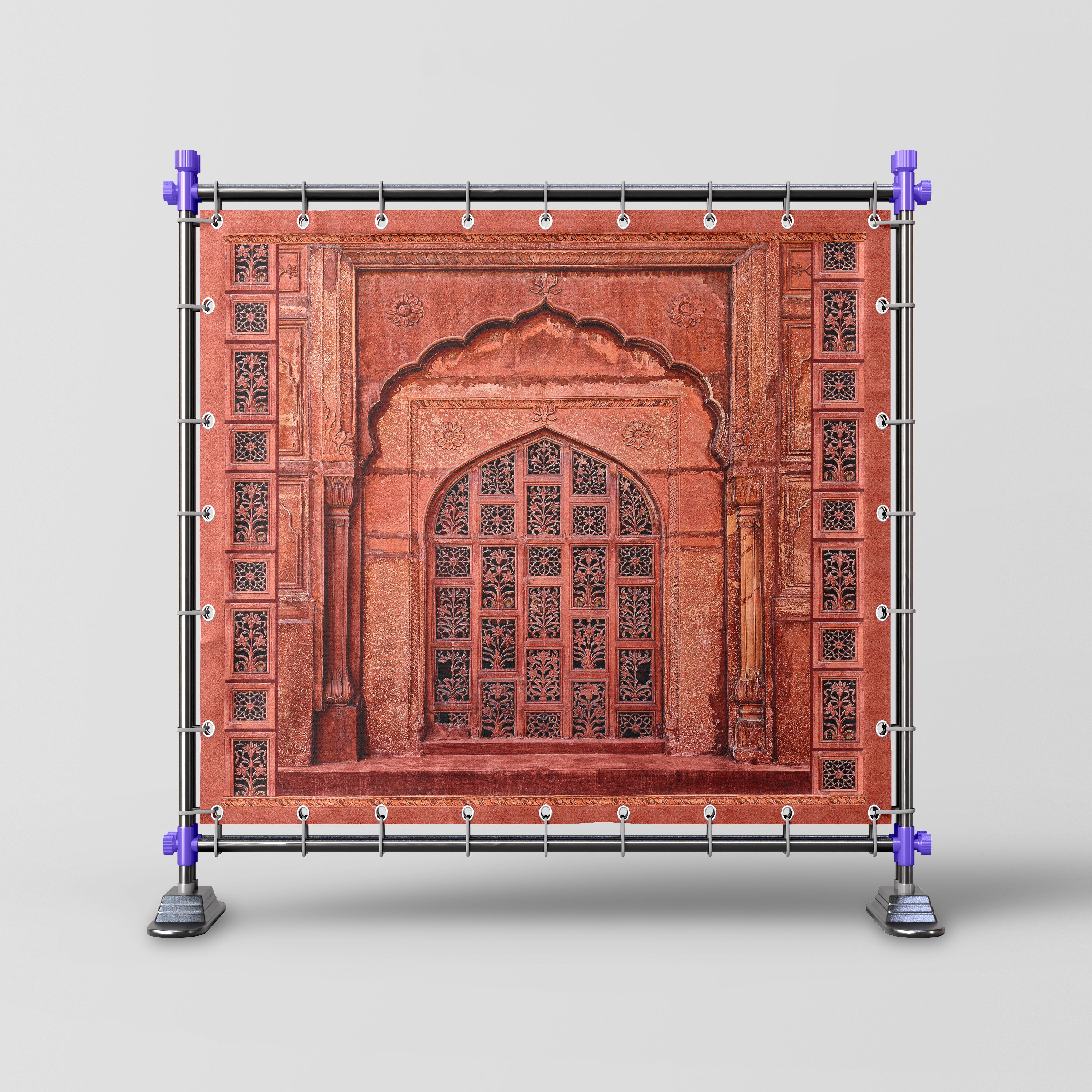 Scarlet Serenity – Floral Jaali Elegance