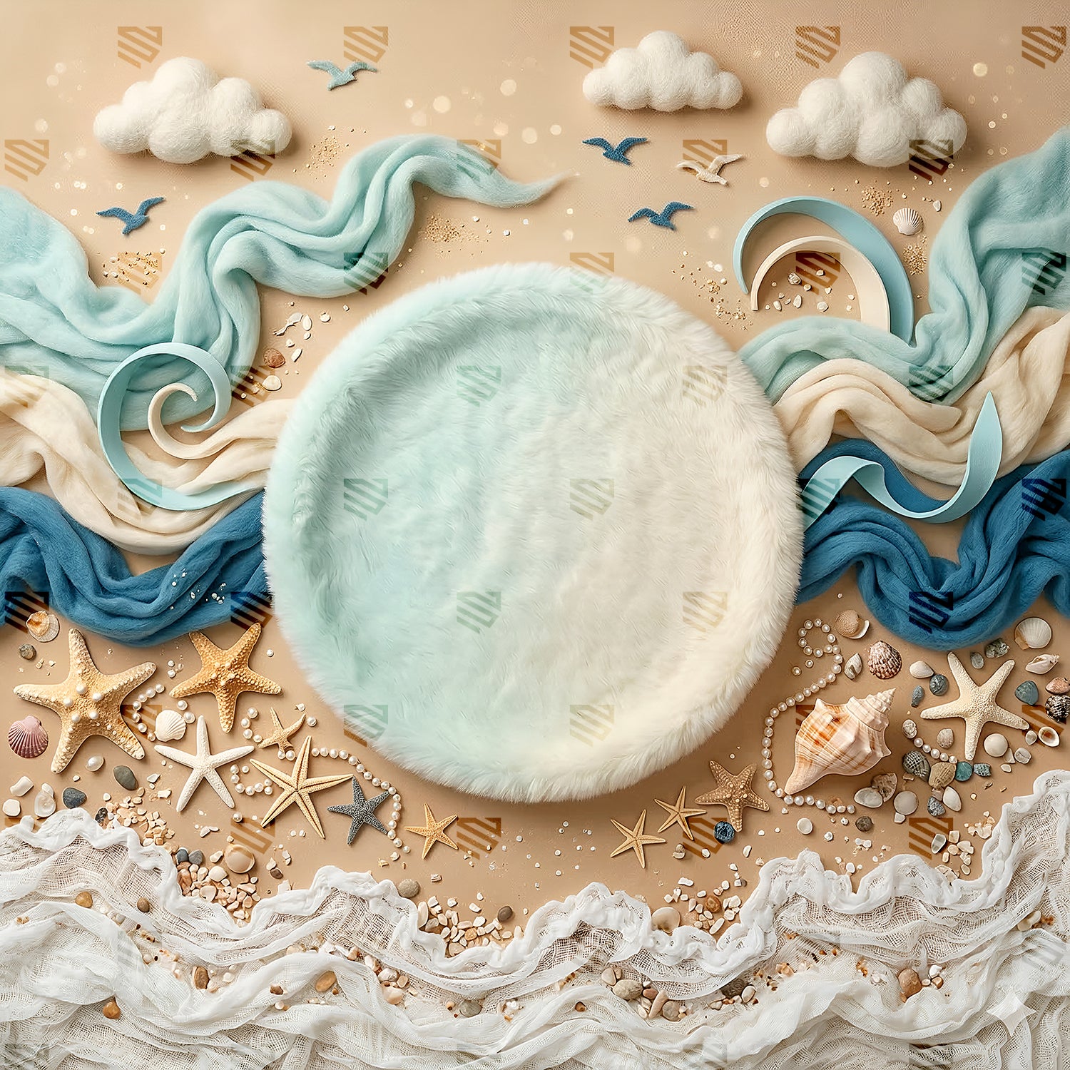 Seaside Dream Newborn Setup - Newborn photography backdrop