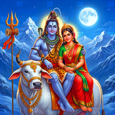Shiva Parvati Sacred Himalayas Backdrop