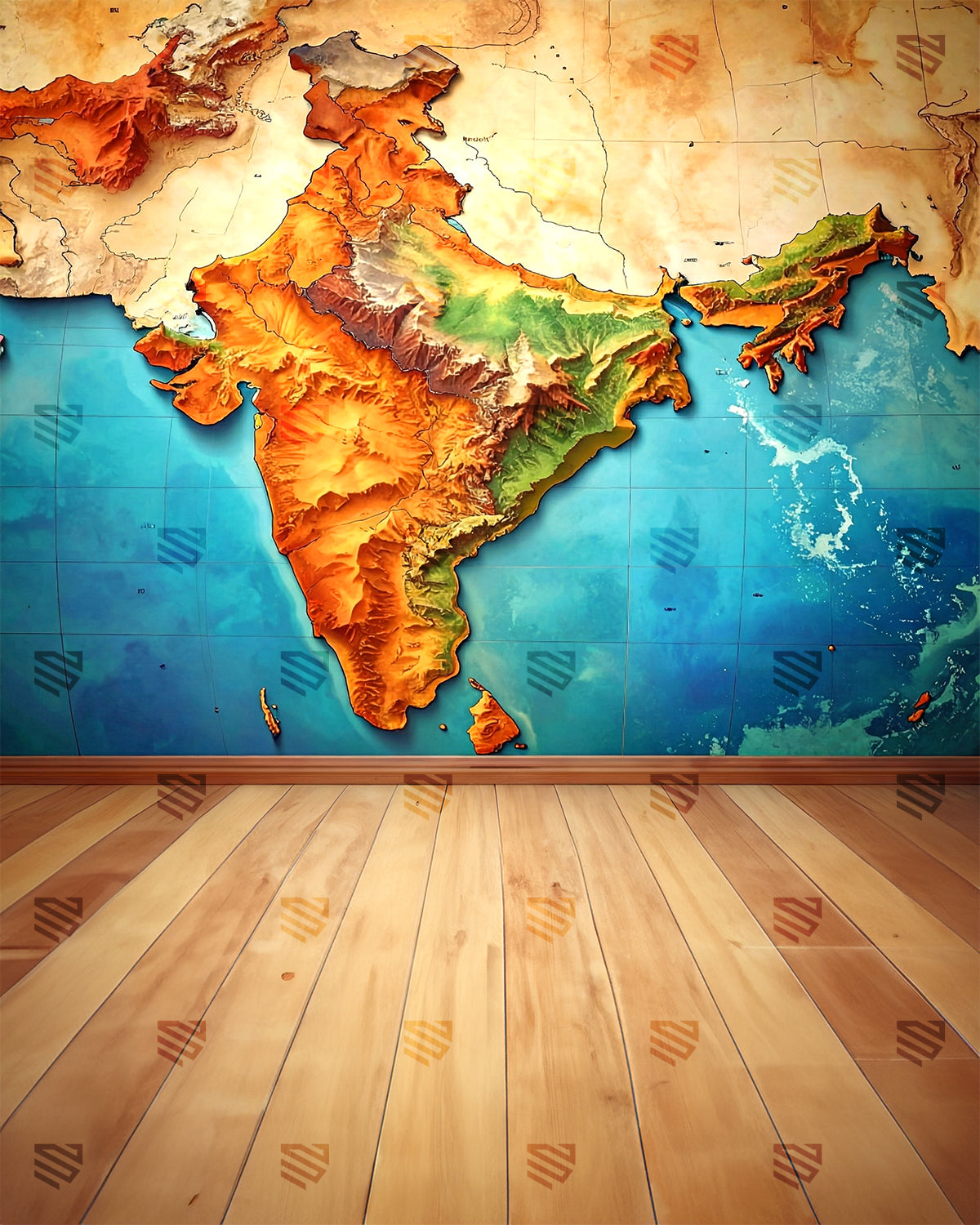 Subcontinent Physical Relief Map