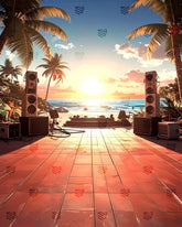 Sunset Beach Music Stage Backdrop