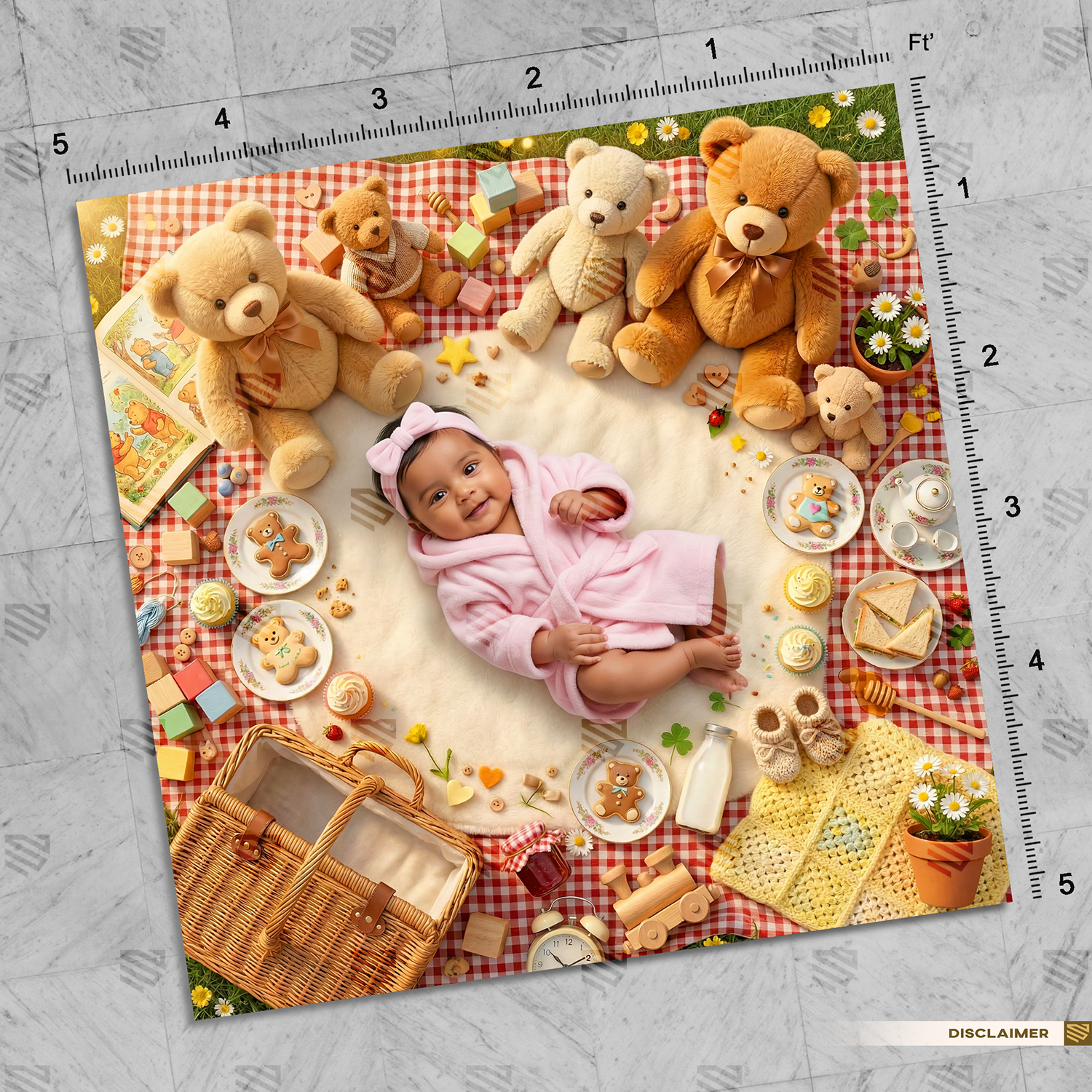 Teddy Bear Picnic Baby - Newborn photography backdrop