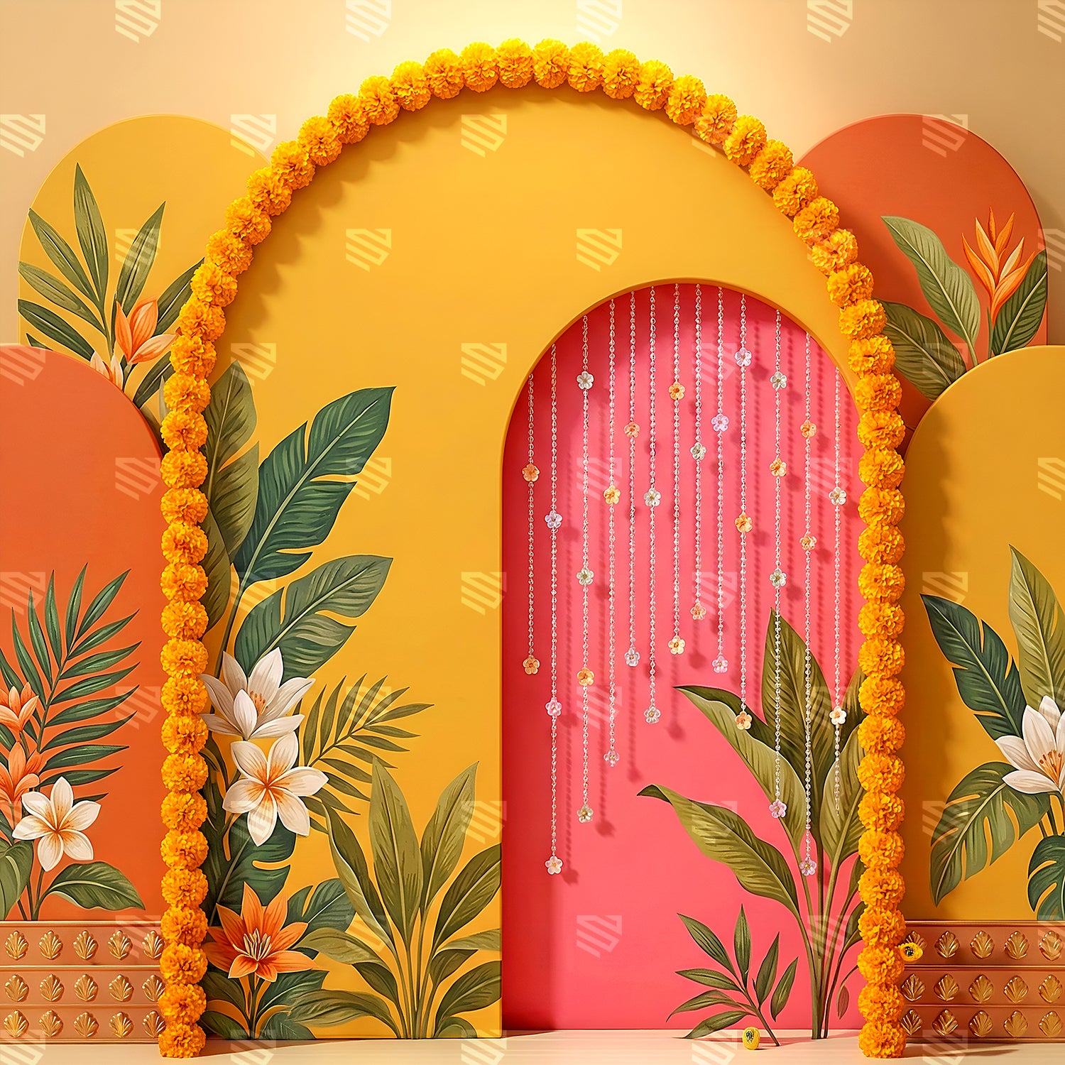 Tropical Marigold Arch Elegance