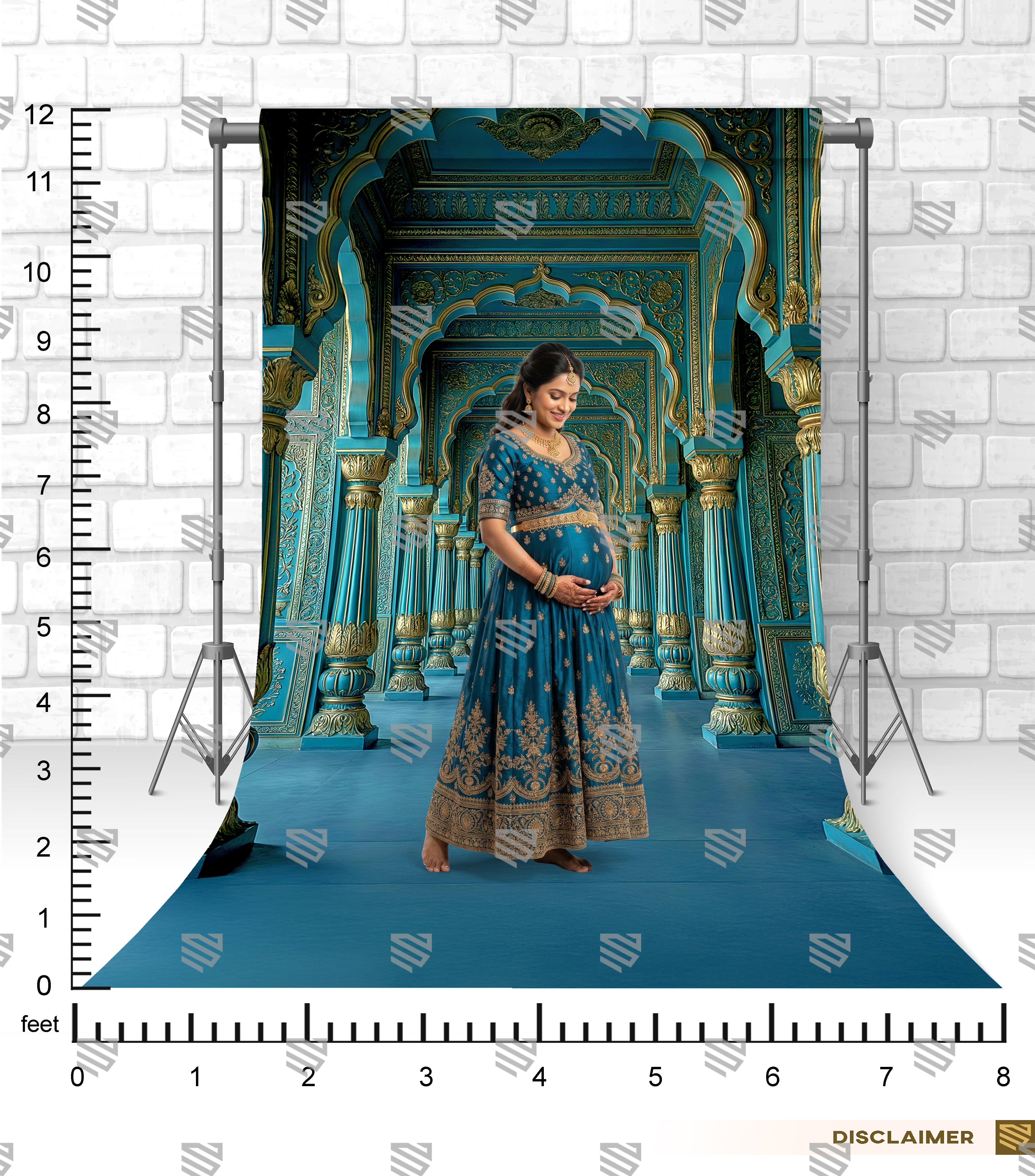 Turquoise Royal Corridor - Maternity Backdrop