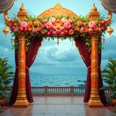 Regal Mandap by the Sea Backdrop