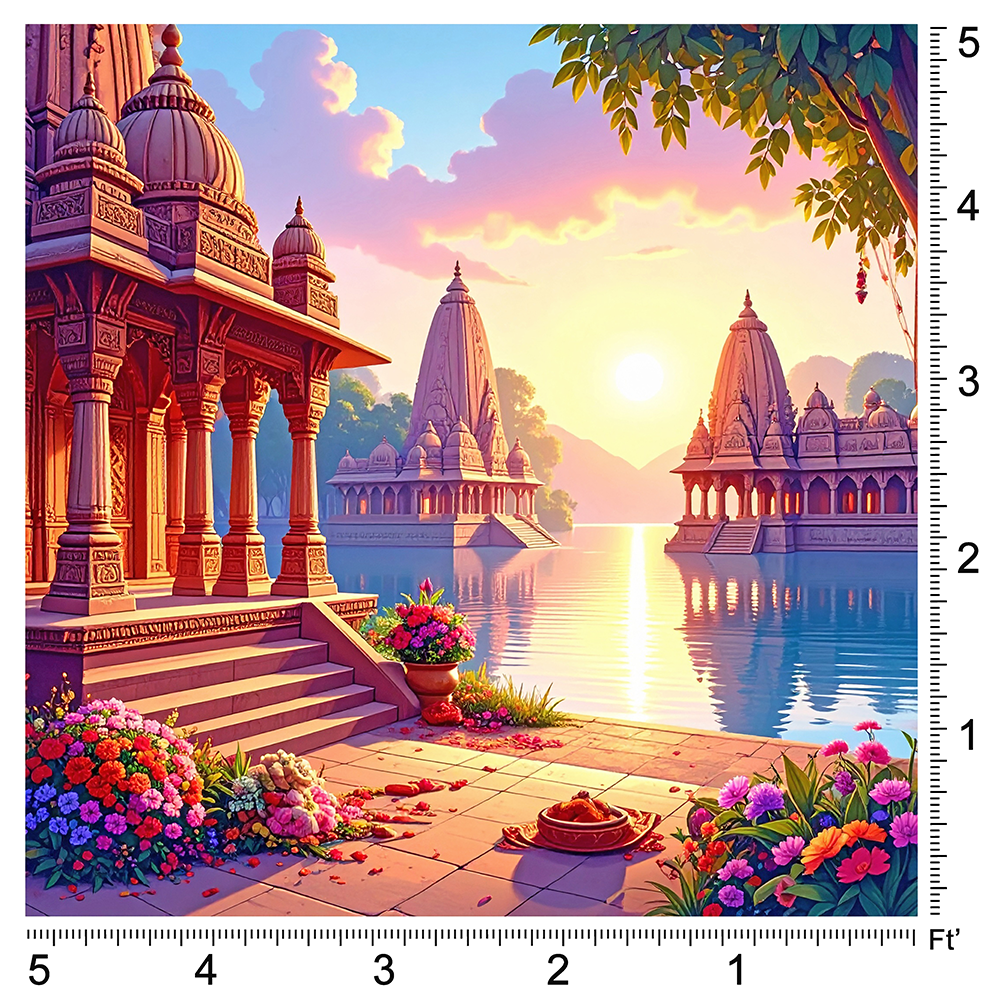 Divine Sunrise by the Temple