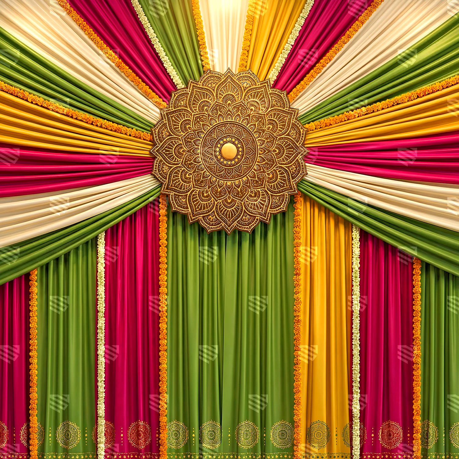 Vibrant Mandala Mehndi Drapes