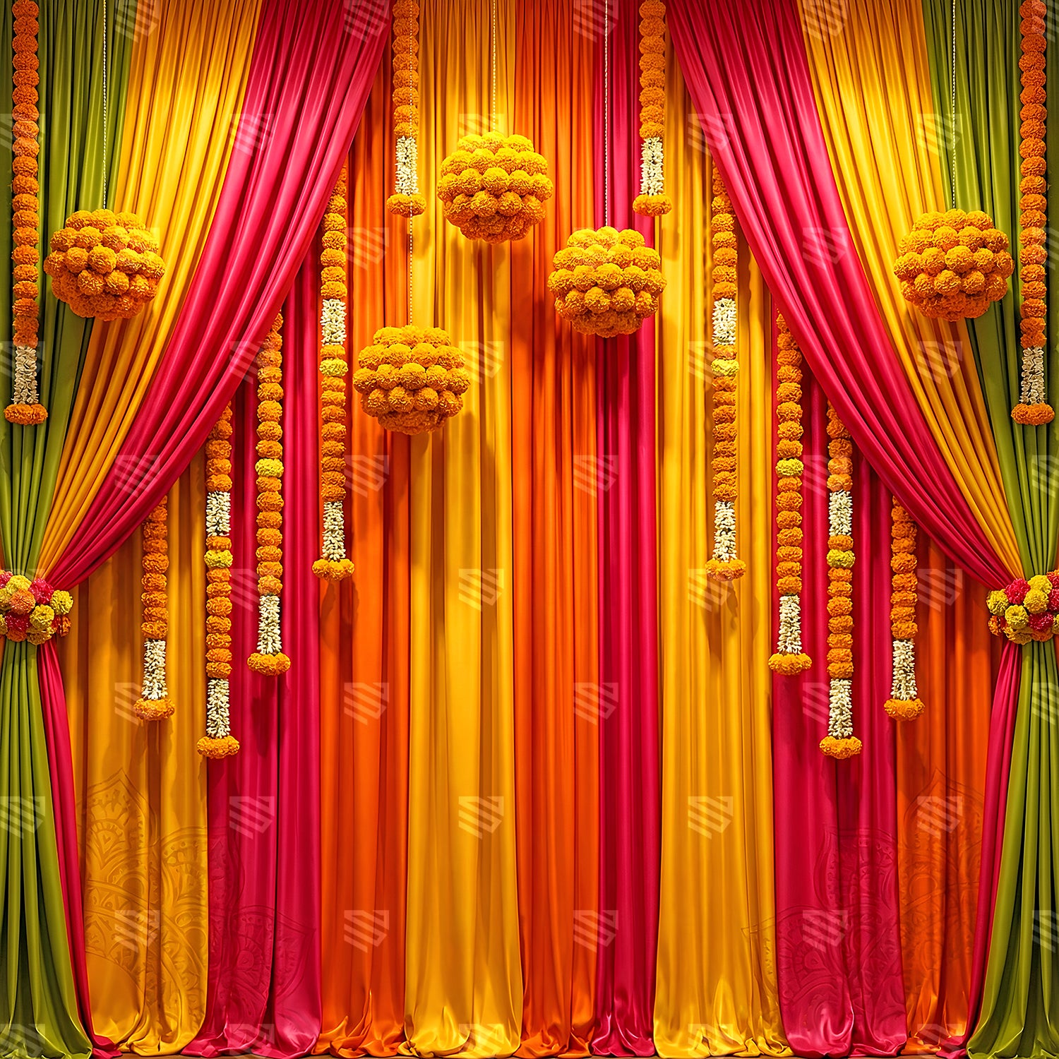 Vibrant Marigold Celebration Backdrop