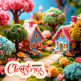 Whimsical Christmas Village Backdrop