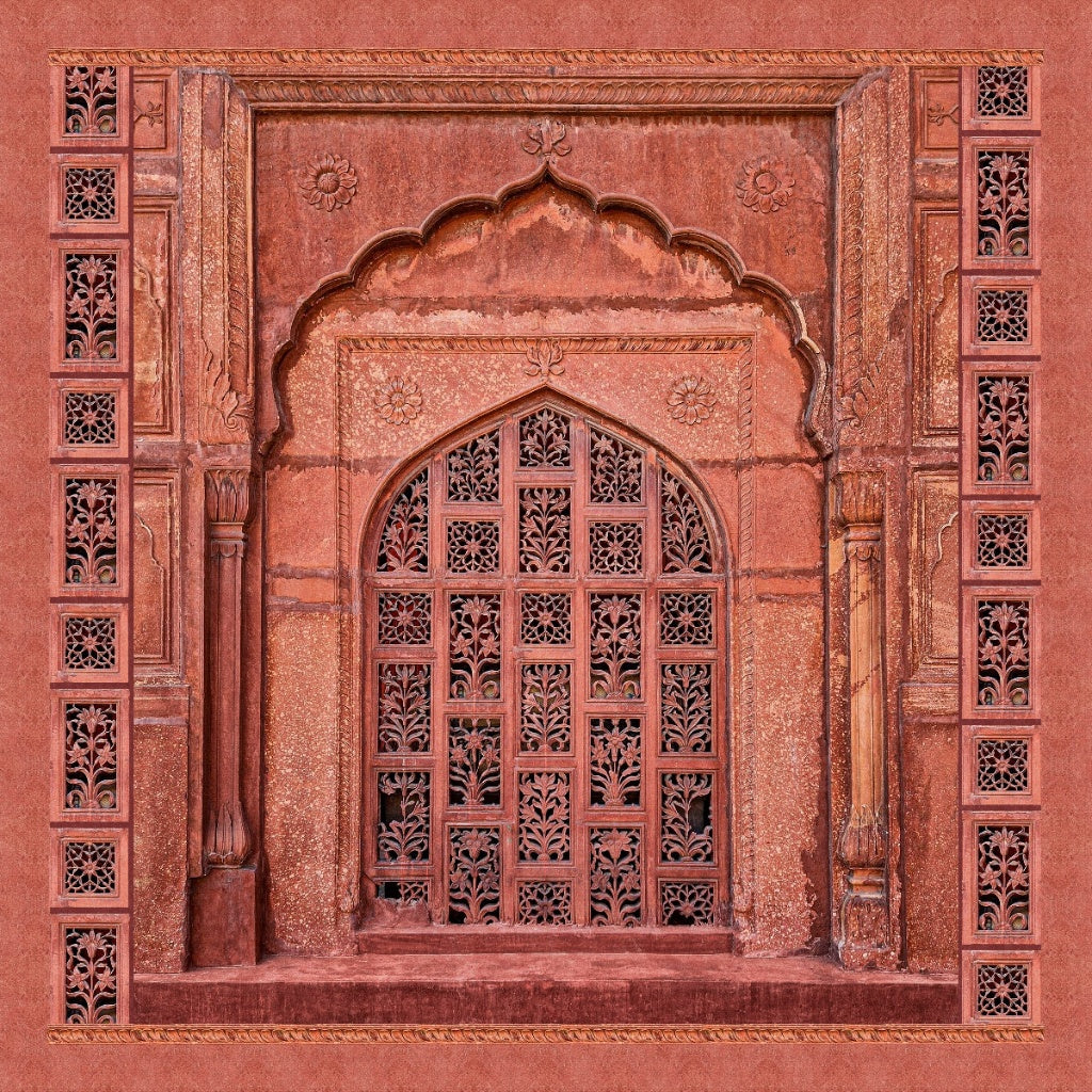 Scarlet Serenity – Floral Jaali Elegance