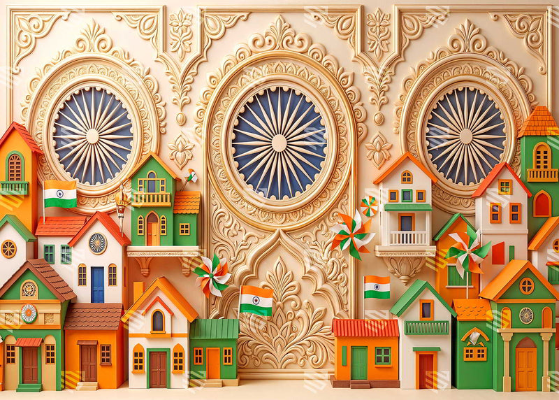 Harmony Village Panorama Independence Day Kids Baby Backdrop